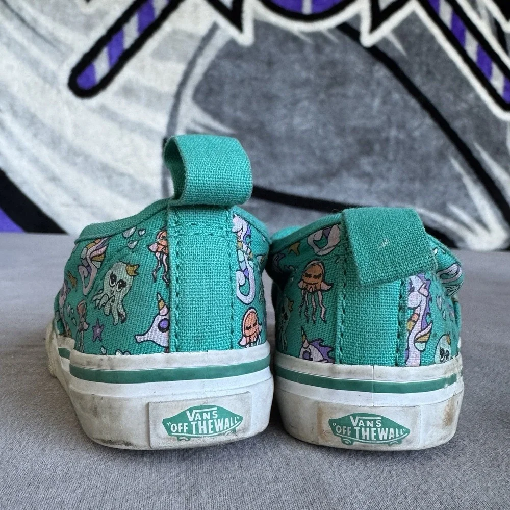 Size 4c - Vans Sea‎ party shoes Youth Green Fish